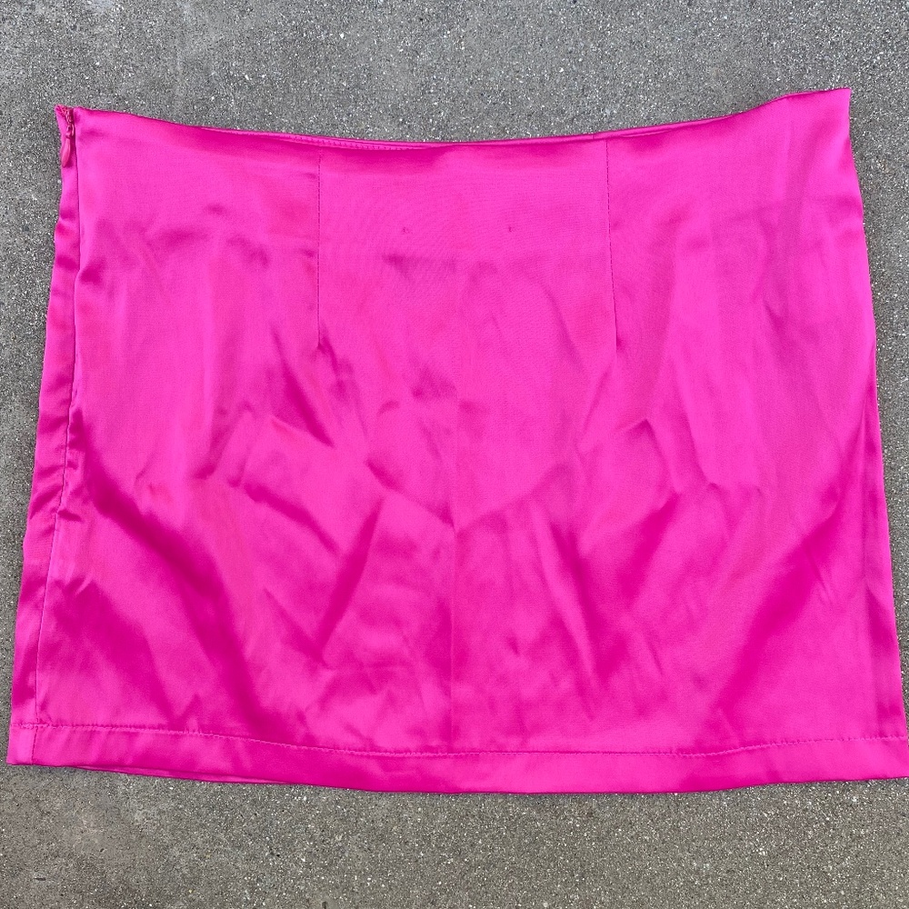 SHEIN Bae hot pink satin mini skirt